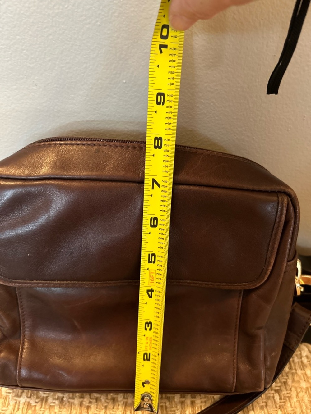 Vintage Leather Co By Liz Claiborne Brown Leather Cross Body Adjustable Strap - Picture 12 of 15